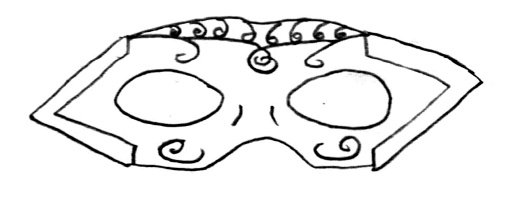 A masquerade mask with angle brackets