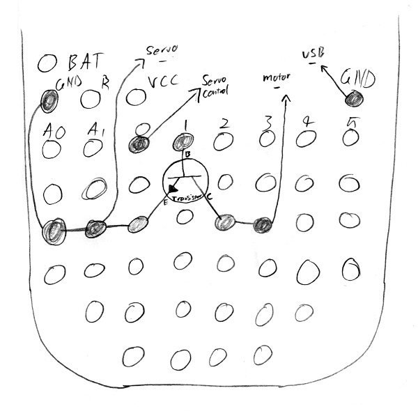 Sketch of the wiring layout on the bean